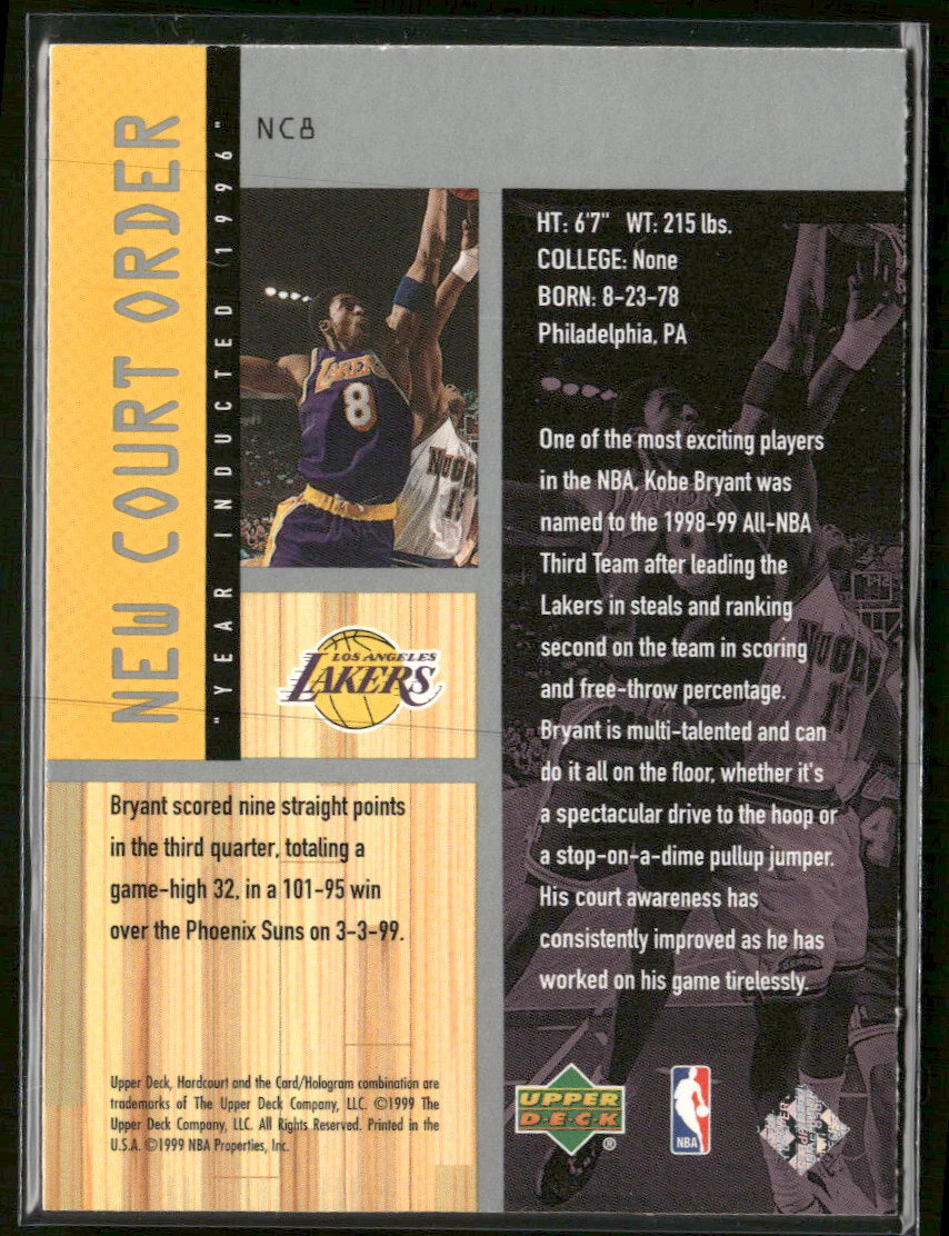 1999-00 Upper Deck Hardcourt New Court Order Kobe Bryant #NC8 - Image 2