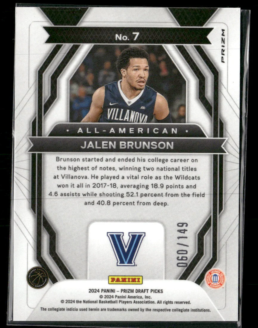 2024 Panini Draft Picks All-American Prizms Blue Seismic Jalen Brunson #/149 - Image 2