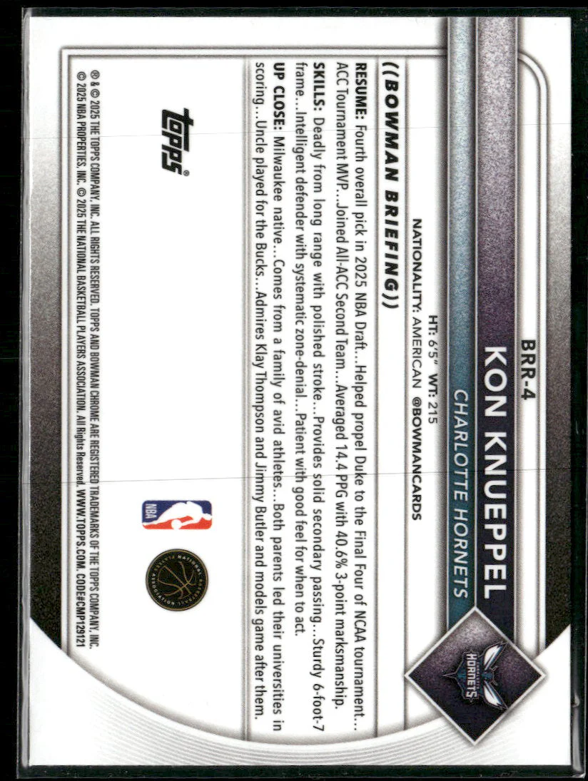 2025-26 Bowman Chrome Rookie Red RC Logo Kon Knueppel #BRR-4 - Image 2