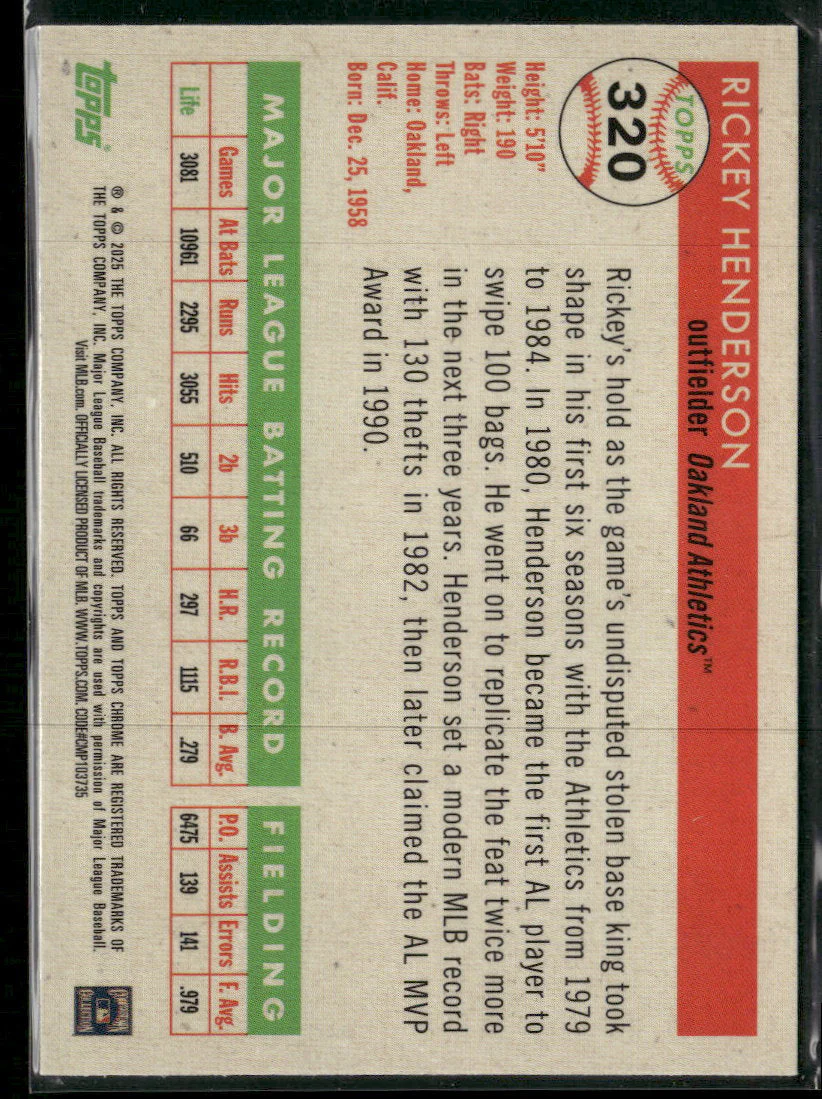 2025 Topps C Platinum Green Vibrations Refractors Rickey Henderson #/99 #320 - Image 2