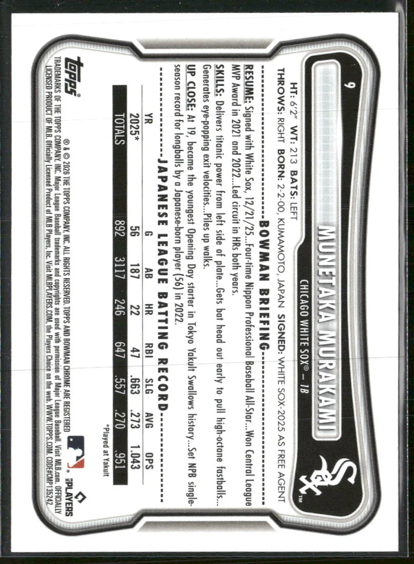 2026 Bowman Neon Green Munetaka Murakami Rookie #/399 #9 - Image 2