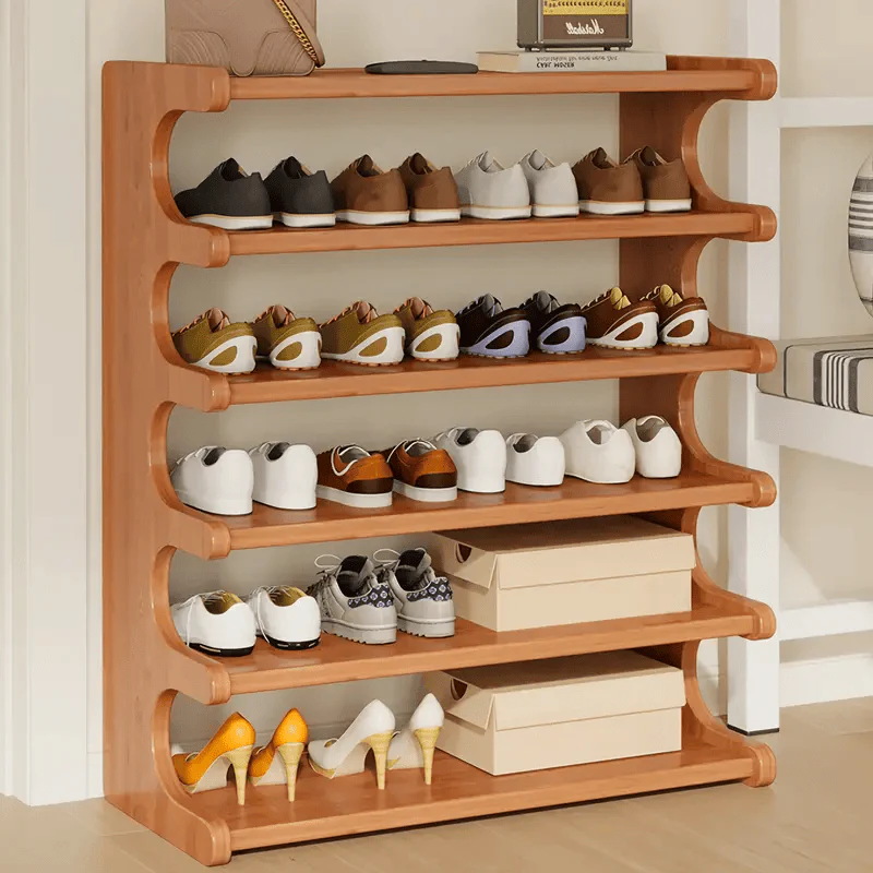 5/6-layer practical storage rack, shoe rack, space-saving design, multi-layer independent storage rack, wood grain finish, easy to assemble, self-supporting cubic shoe storage rack, storage rack, suit - Image 10