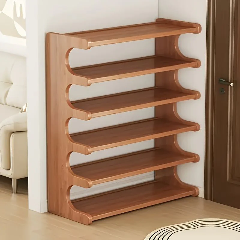 5/6-layer practical storage rack, shoe rack, space-saving design, multi-layer independent storage rack, wood grain finish, easy to assemble, self-supporting cubic shoe storage rack, storage rack, suit - Image 3