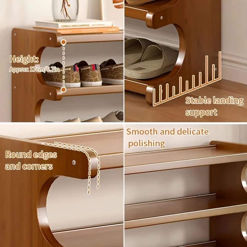 5/6-layer practical storage rack, shoe rack, space-saving design, multi-layer independent storage rack, wood grain finish, easy to assemble, self-supporting cubic shoe storage rack, storage rack, suit - Image 5