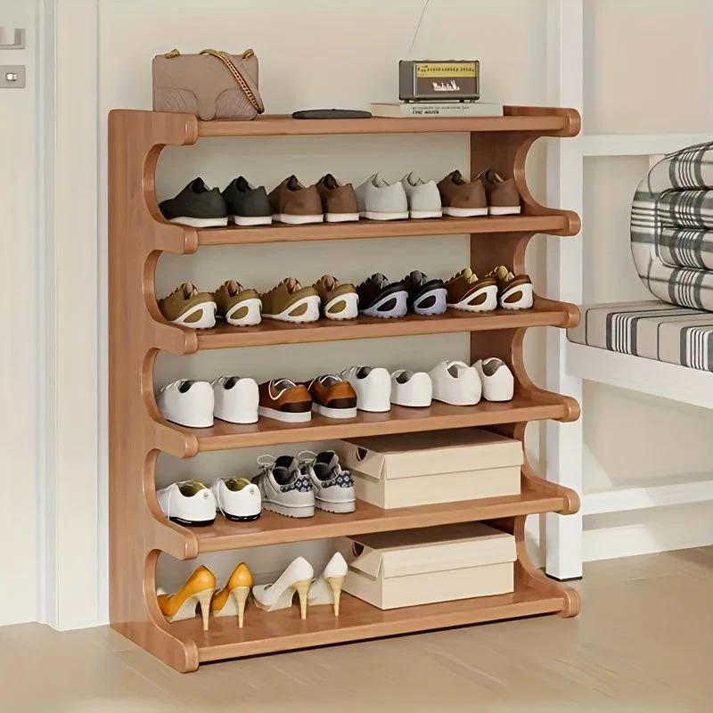 5/6-layer practical storage rack, shoe rack, space-saving design, multi-layer independent storage rack, wood grain finish, easy to assemble, self-supporting cubic shoe storage rack, storage rack, suit - Image 6