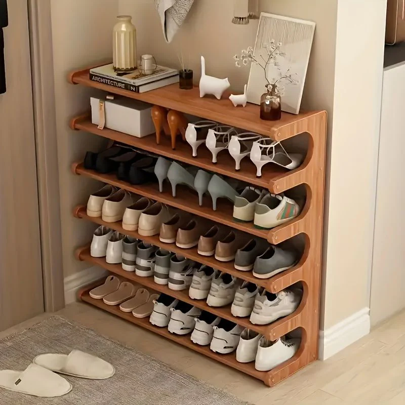 5/6-layer practical storage rack, shoe rack, space-saving design, multi-layer independent storage rack, wood grain finish, easy to assemble, self-supporting cubic shoe storage rack, storage rack, suit - Image 9
