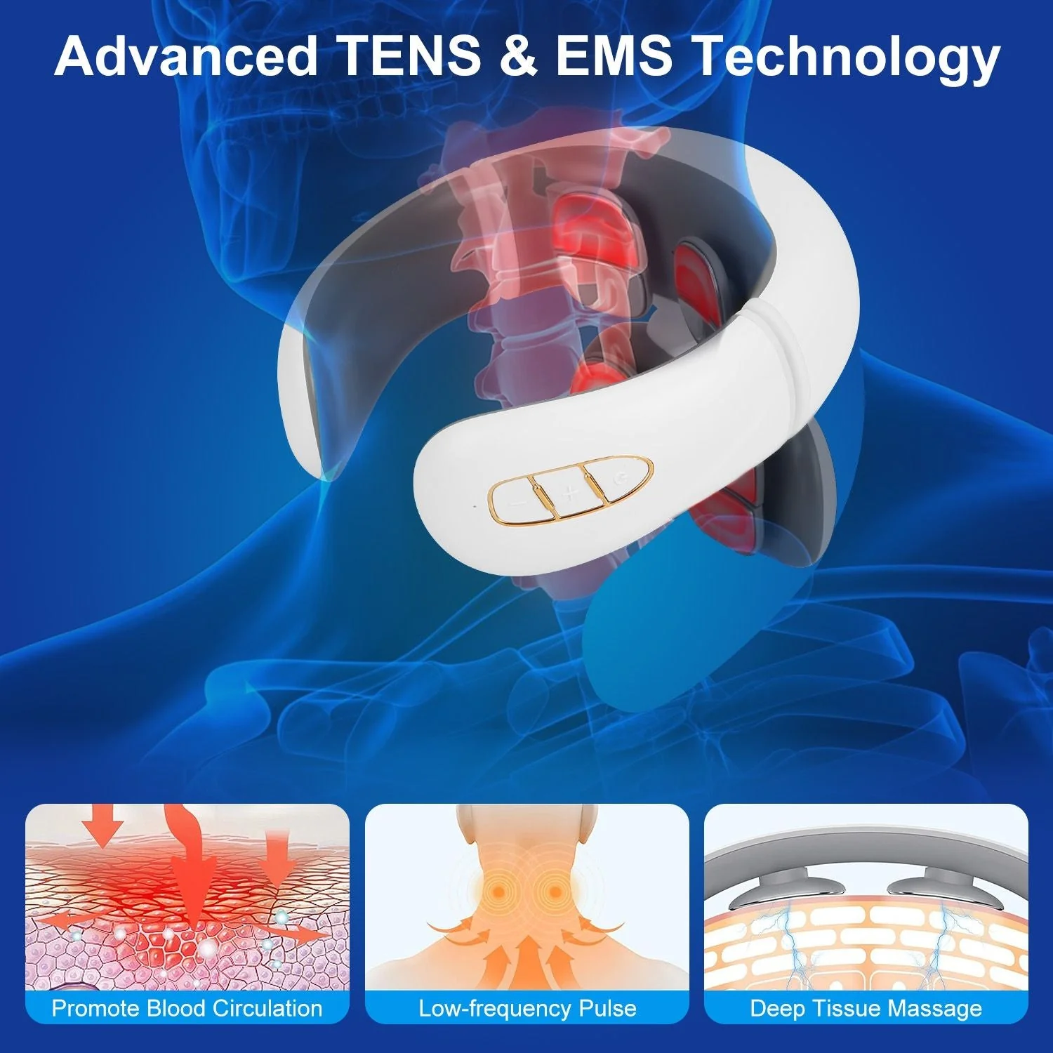 Electric Cervical Neck Massager with Hot Compress, 6 Modes 20 Levels Cordless Neck Pain Relief8-Head Electric Neck Massager with Heat, Cordless Portable Neck Massage Device with Auto Off - Image 4