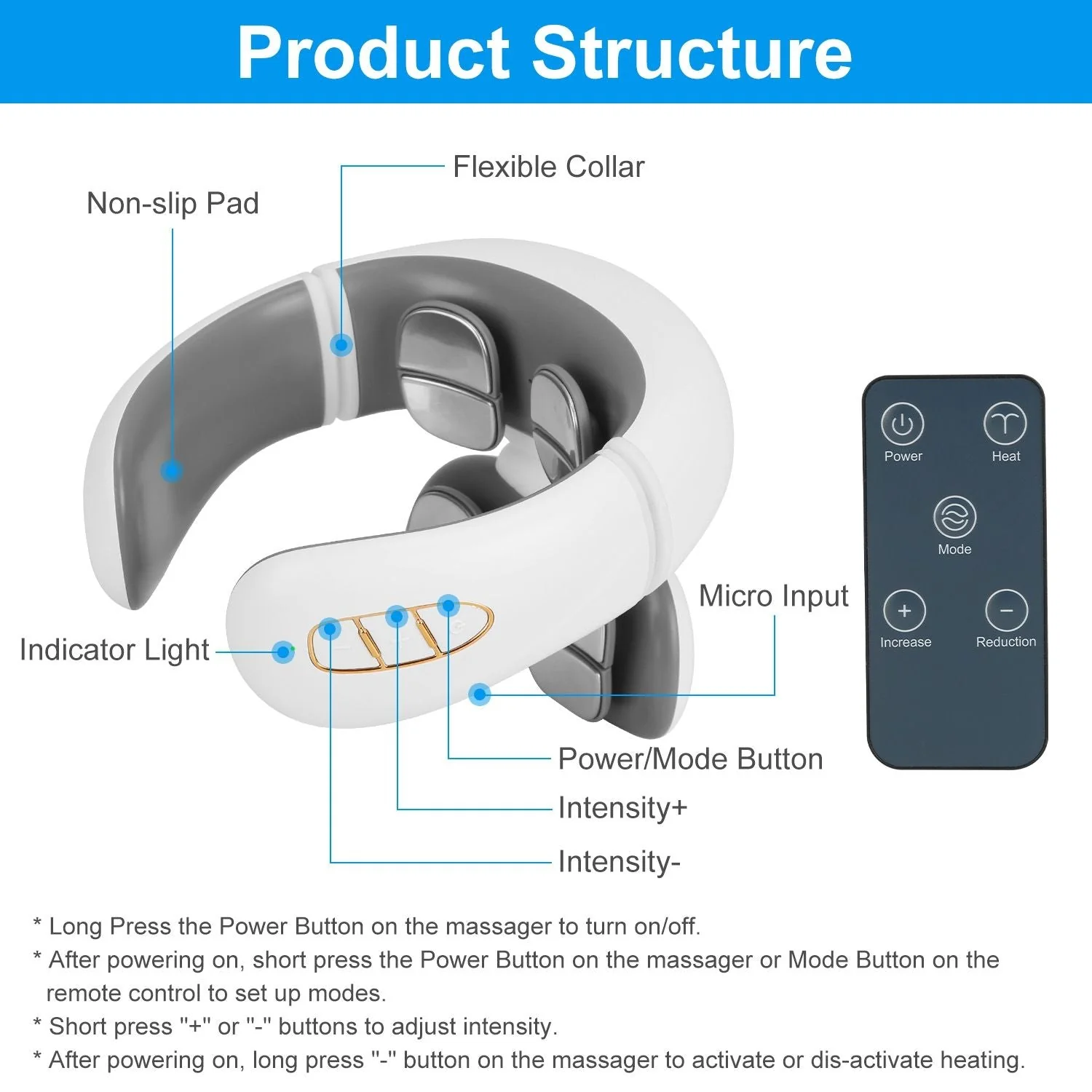 Electric Cervical Neck Massager with Hot Compress, 6 Modes 20 Levels Cordless Neck Pain Relief8-Head Electric Neck Massager with Heat, Cordless Portable Neck Massage Device with Auto Off - Image 9