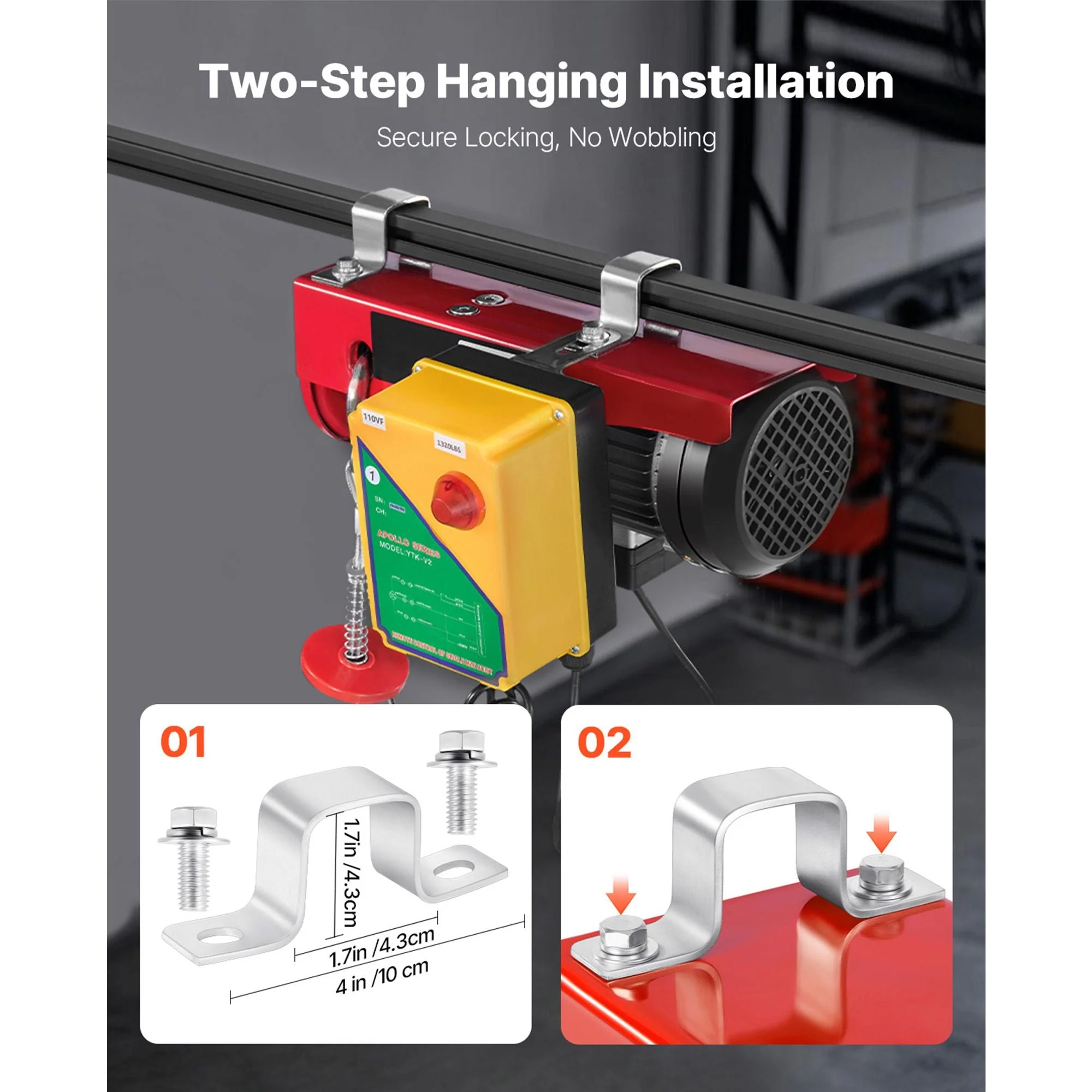 Electric Hoist, 1320 lbs Lifting Capacity, 1150W 110V Electric Steel Wire Winch with Wireless Remote Control, 40ft Single Cable Lifting Height & Pure Copper Motor, for Garage Warehouse Factory - Image 6