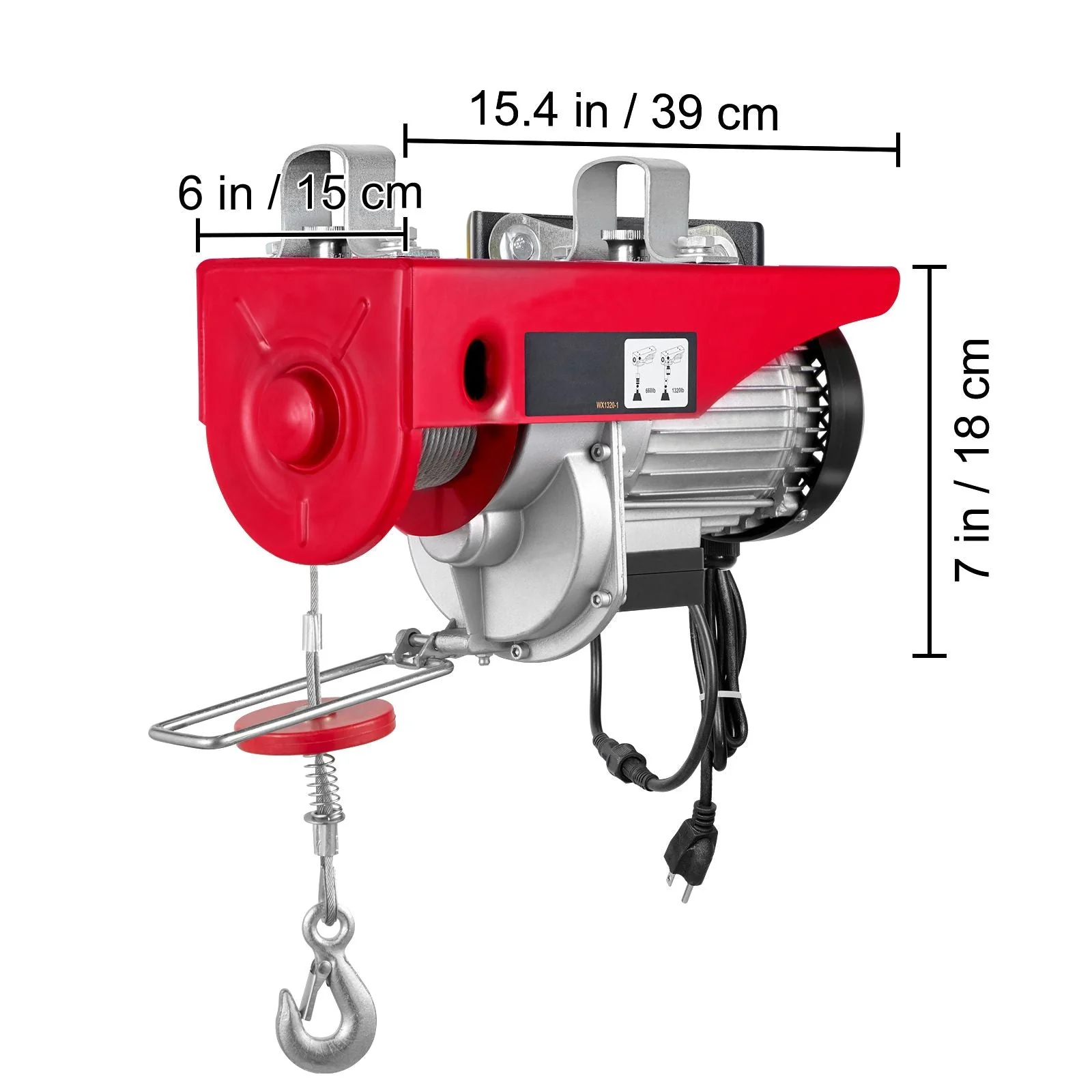 Electric Hoist, 1320 lbs Lifting Capacity, 1150W 110V Electric Steel Wire Winch with Wireless Remote Control, 40ft Single Cable Lifting Height & Pure Copper Motor, for Garage Warehouse Factory - Image 8