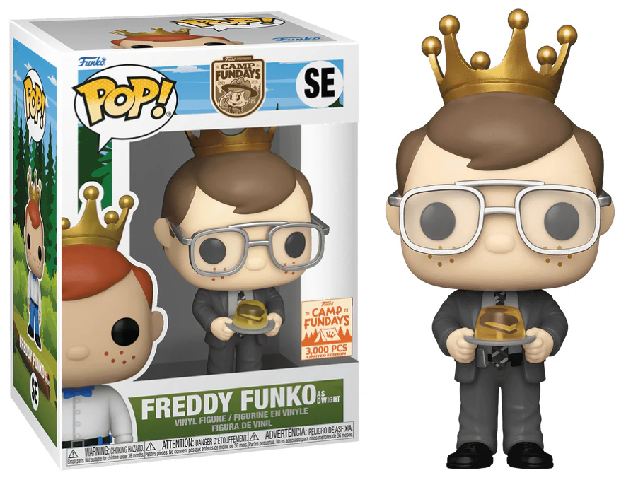 Freddy Funko as Dwight with Gelatin Stapler Camp Fundays Online Sticker LE3000 #SE