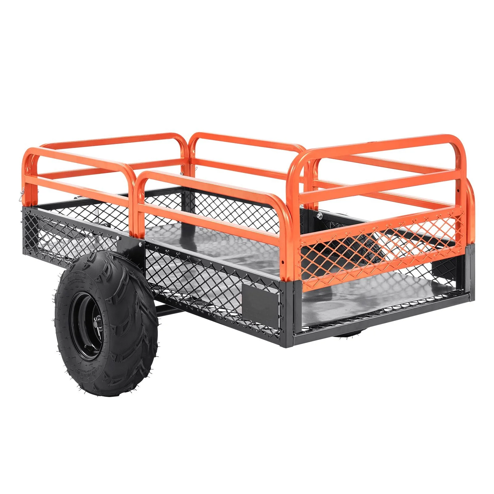 Heavy Duty Steel ATV Dump Trailer, 1500-Pound Load Capacity 15 Cubic Feet, Tow Behind Dump Cart Garden Trailer, with Removable Sides and 2 Tires, for Mowers, Tractors, ATV, UTV - Image 4