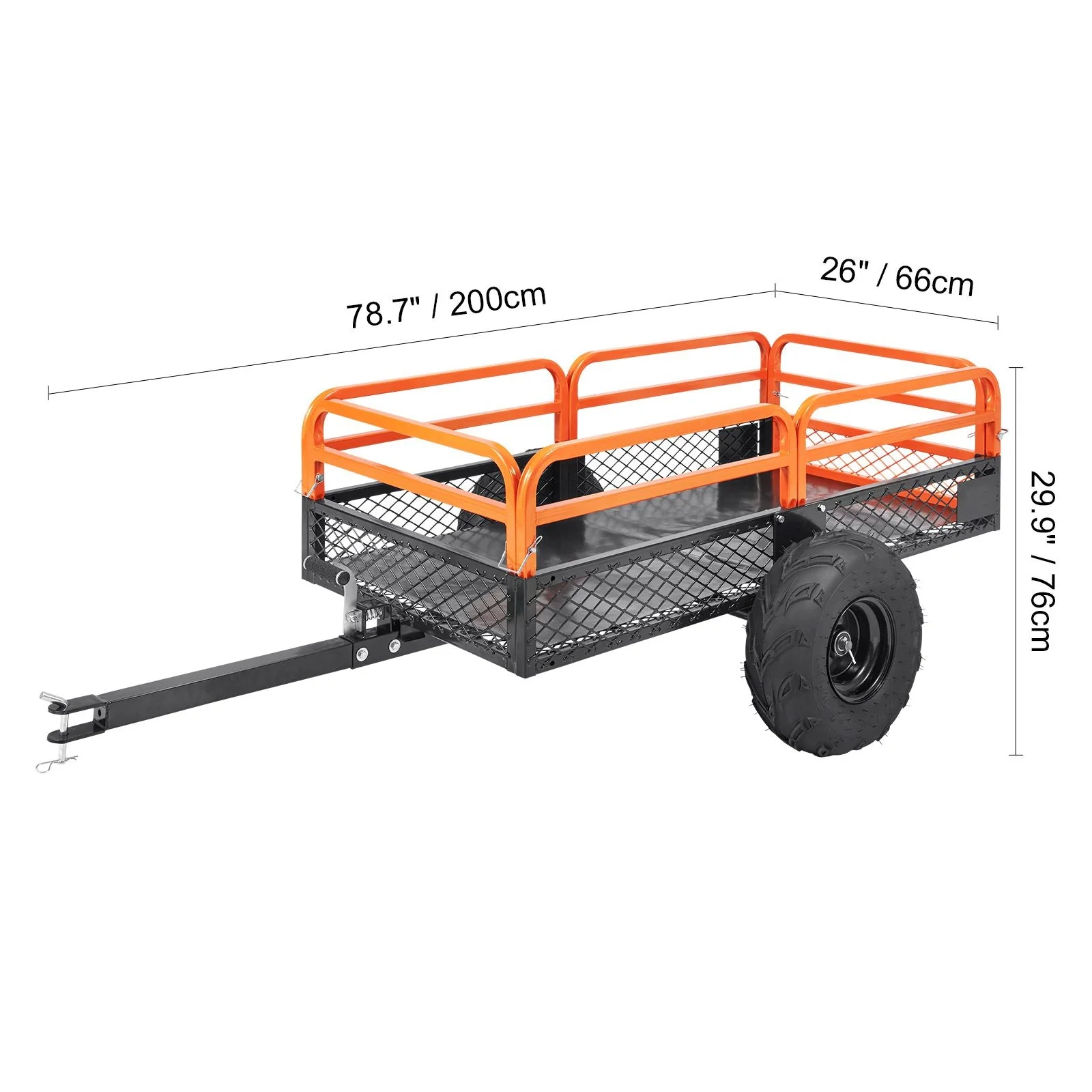 Heavy Duty Steel ATV Dump Trailer, 1500-Pound Load Capacity 15 Cubic Feet, Tow Behind Dump Cart Garden Trailer, with Removable Sides and 2 Tires, for Mowers, Tractors, ATV, UTV - Image 5