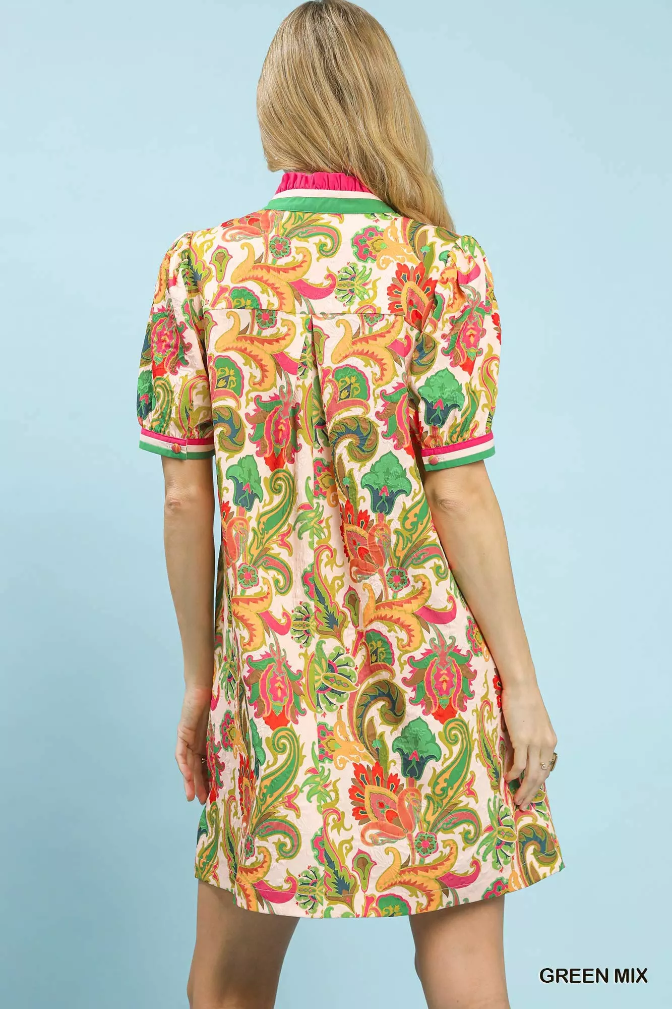Umgee Jacquard Abstract Print Mini Dress - Image 3