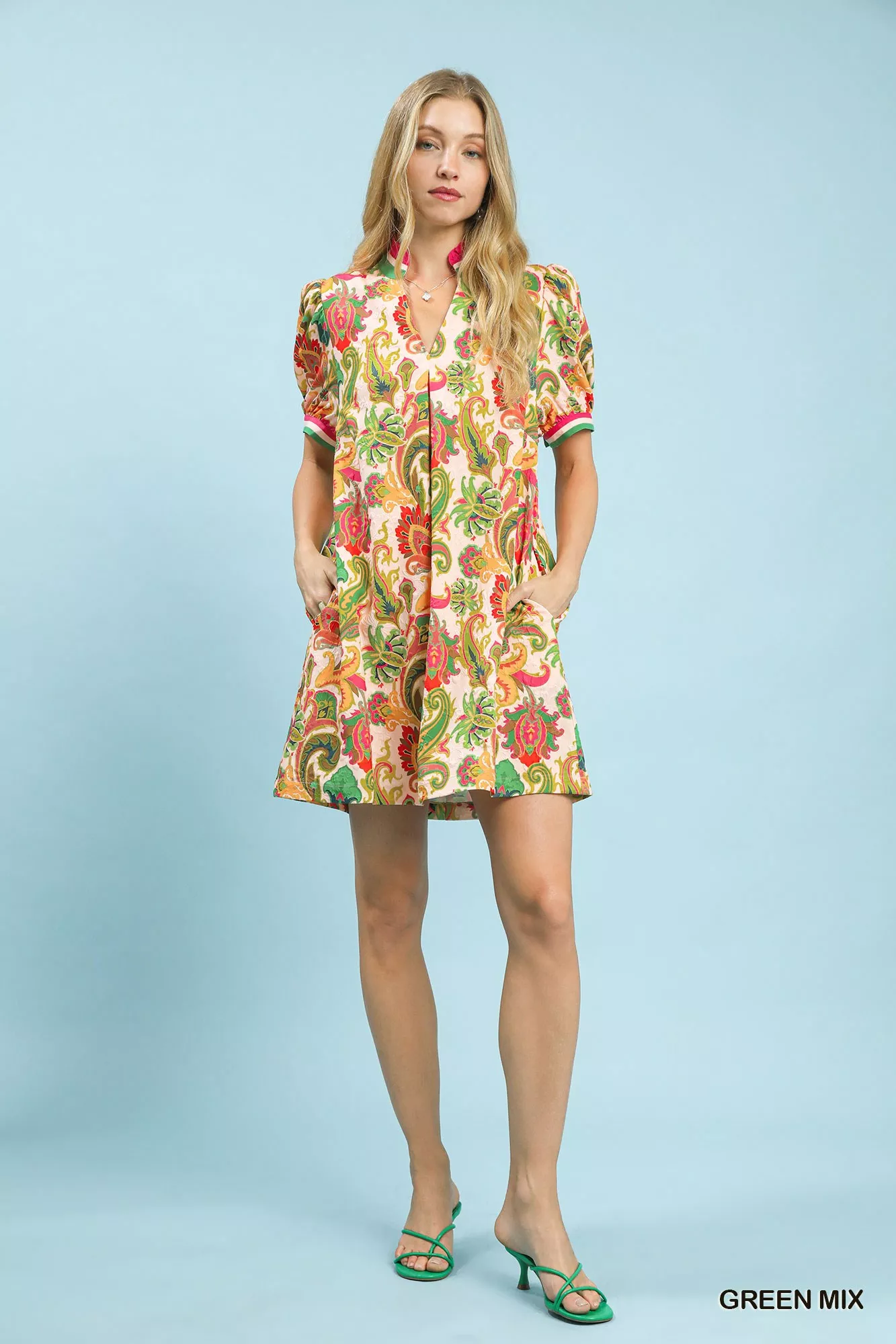 Umgee Jacquard Abstract Print Mini Dress - Image 4