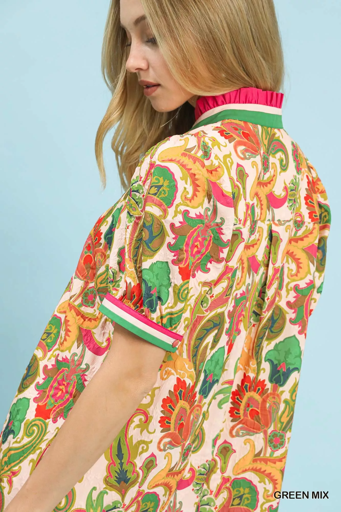 Umgee Jacquard Abstract Print Mini Dress - Image 5
